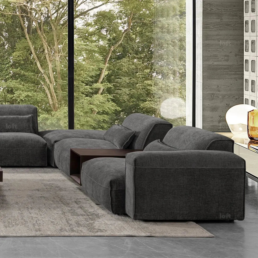 Modern corduroy velvet fabric modular 6 seater sofa opera environmental situation.