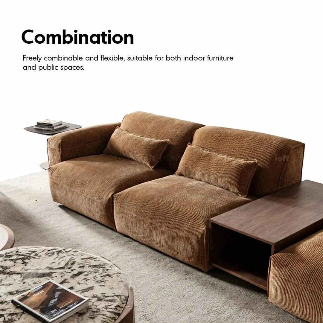 Modern corduroy velvet fabric modular 6 seater sofa opera material variants.