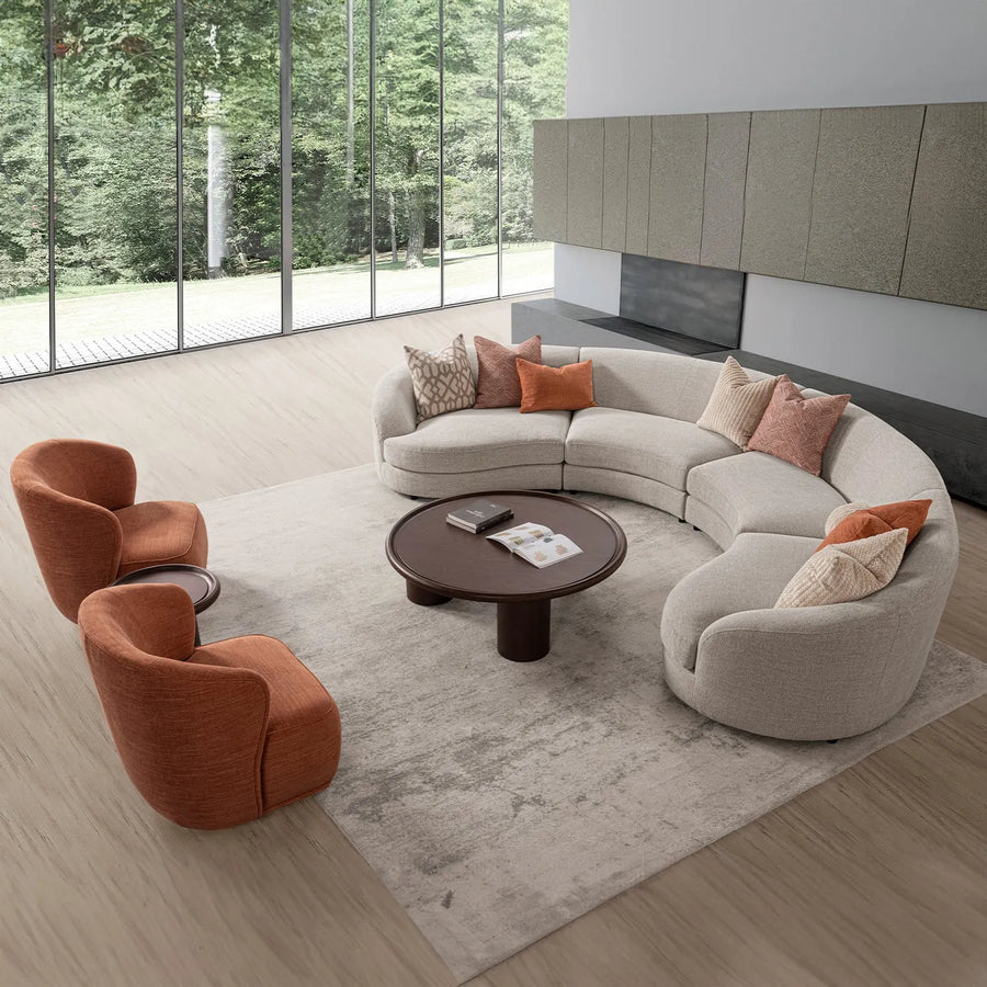 Cream fabric modular armless 1 seater sofa groove primary product view.