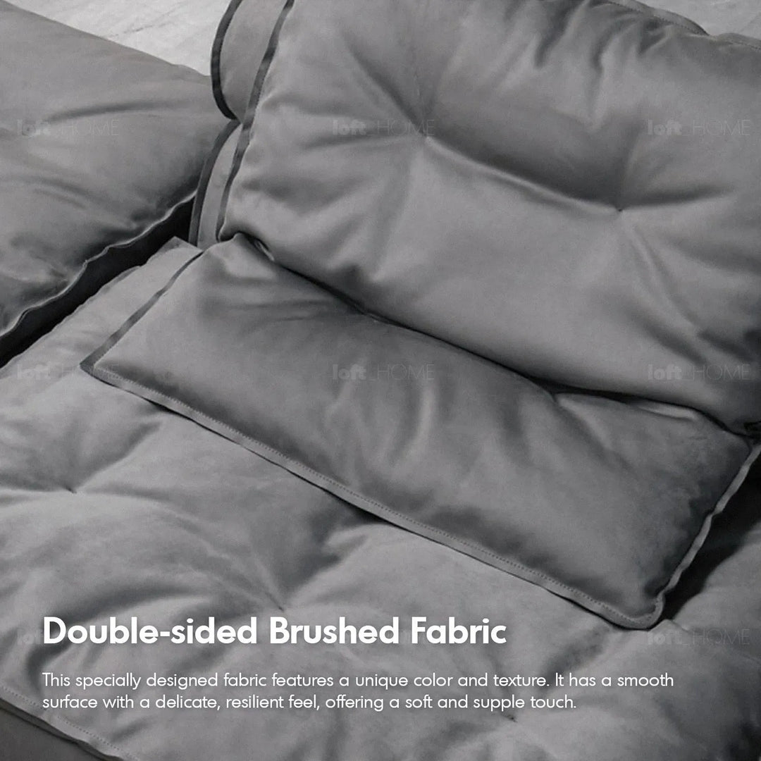 Modern fabric modular chaise sofa woolen color swatches.