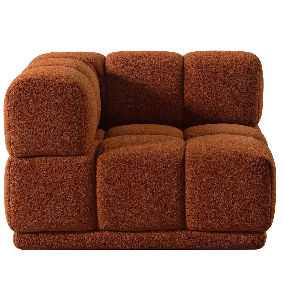 Contemporary teddy fabric modular corner 1 seater sofa cuboid environmental situation.