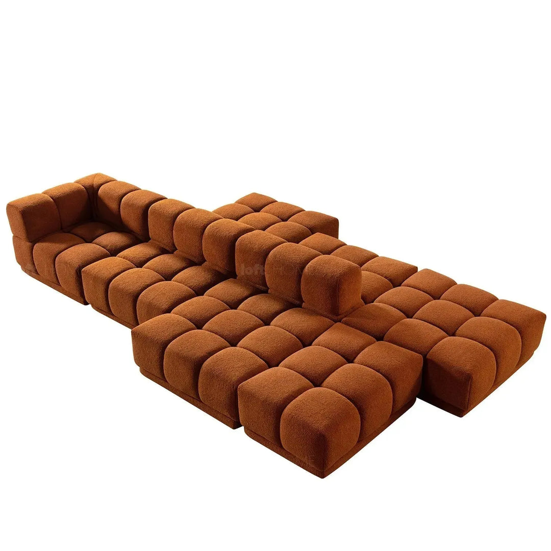 Contemporary teddy fabric modular corner 1 seater sofa cuboid situational feels.