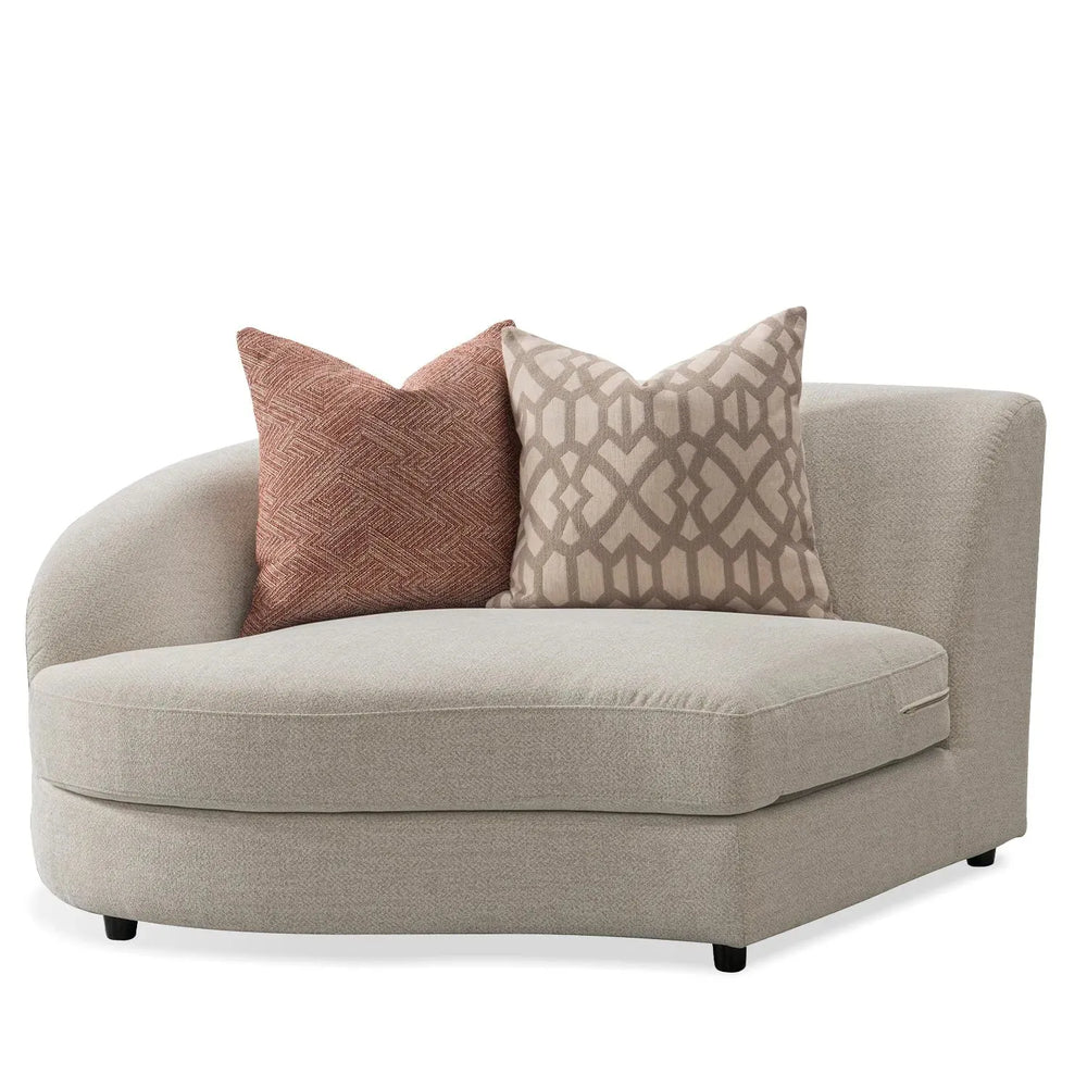 Cream fabric modular corner 1 seater sofa groove in white background.