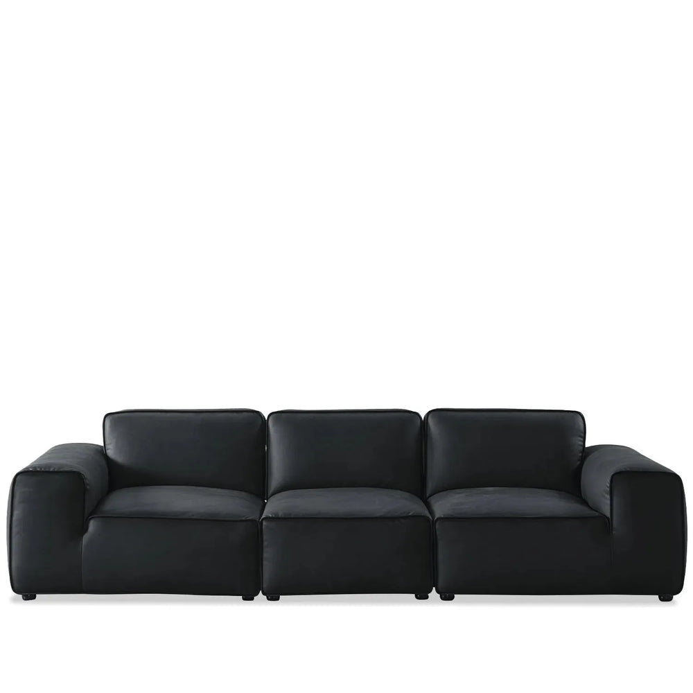 Minimalist microfiber leather 4 seater sofa fleece in white background.
