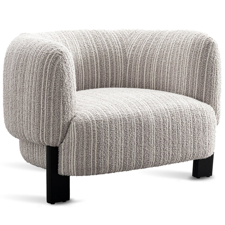 Japandi mixed weave fabric 1 seater sofa embrace in white background.