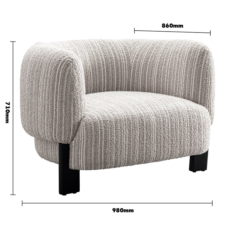 Japandi mixed weave fabric 1 seater sofa embrace size charts.