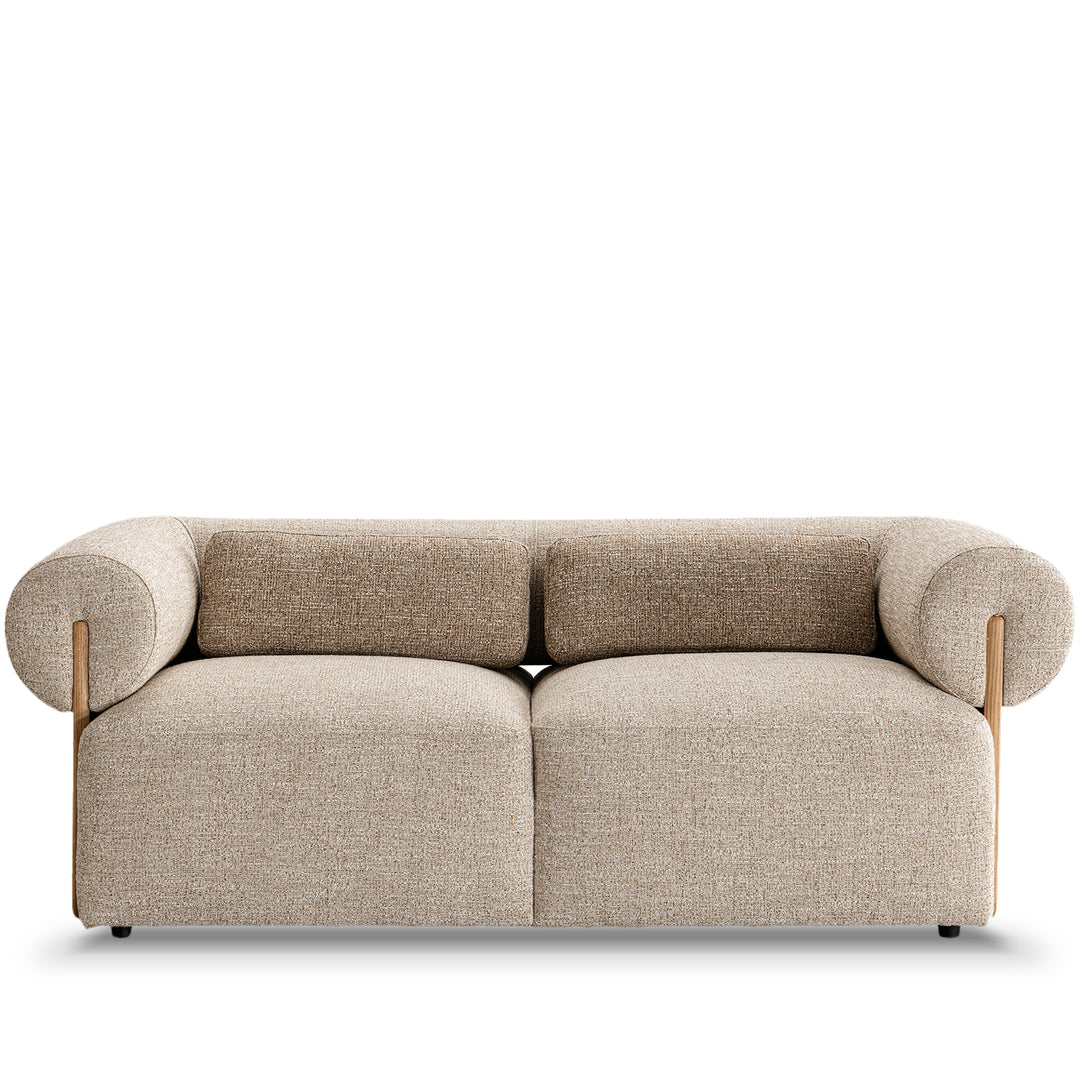 Scandinavian mixed weave fabric 2 seater sofa lange in white background.
