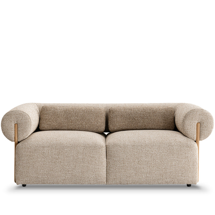 Scandinavian mixed weave fabric 2 seater sofa lange in white background.