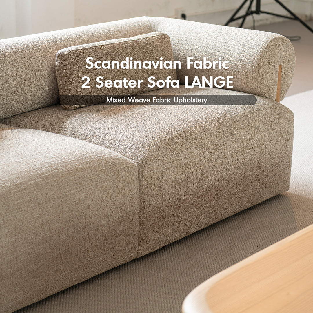 Scandinavian mixed weave fabric 2 seater sofa lange in real life style.