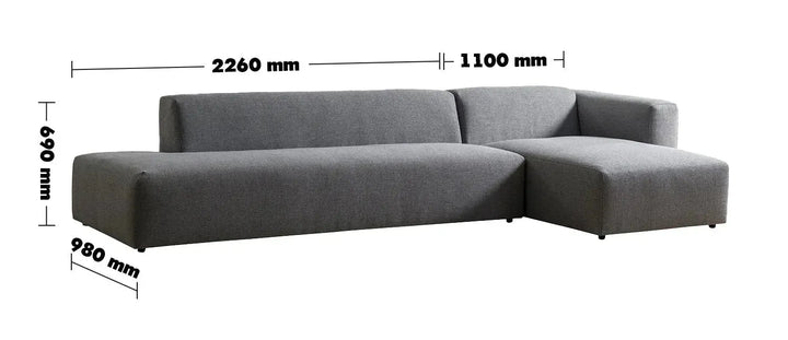 Minimalist mixed weave fabric l shape sectional sofa pavilion 3+l in panoramic view.