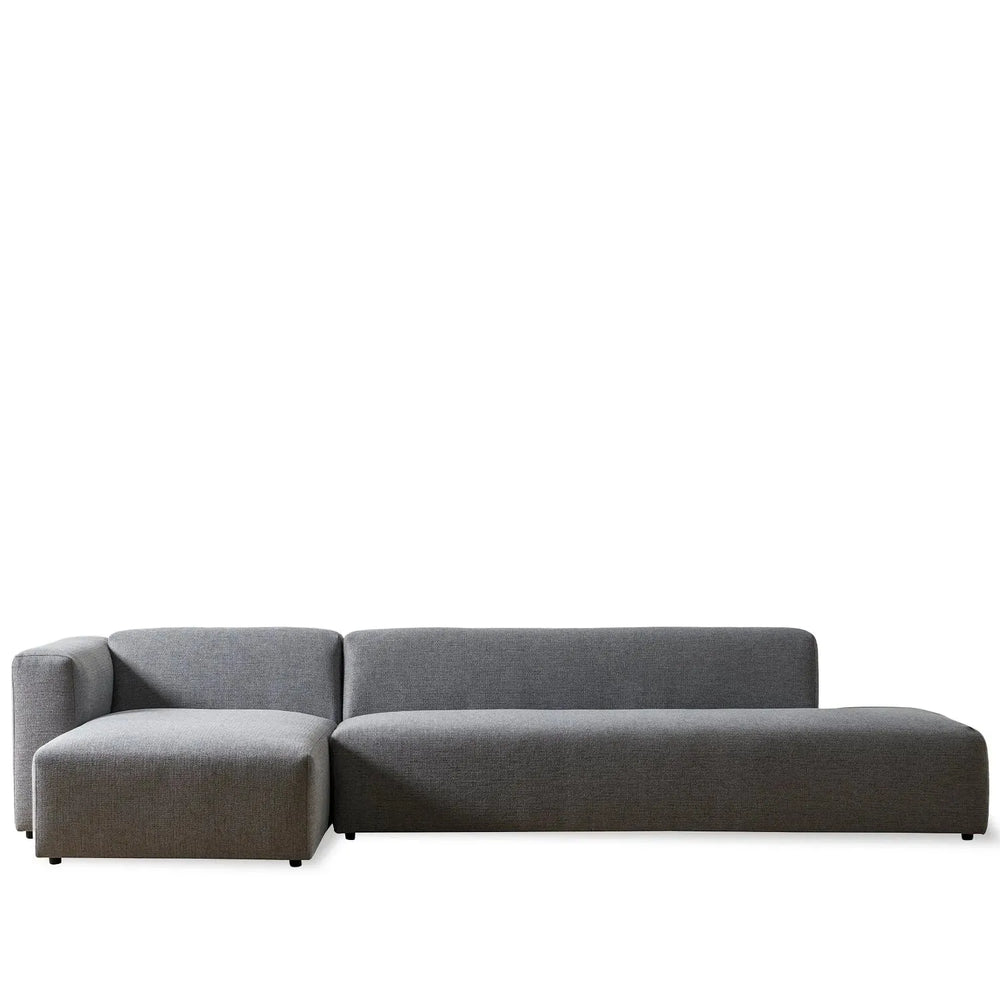 Minimalist mixed weave fabric l shape sectional sofa pavilion 3+l in white background.