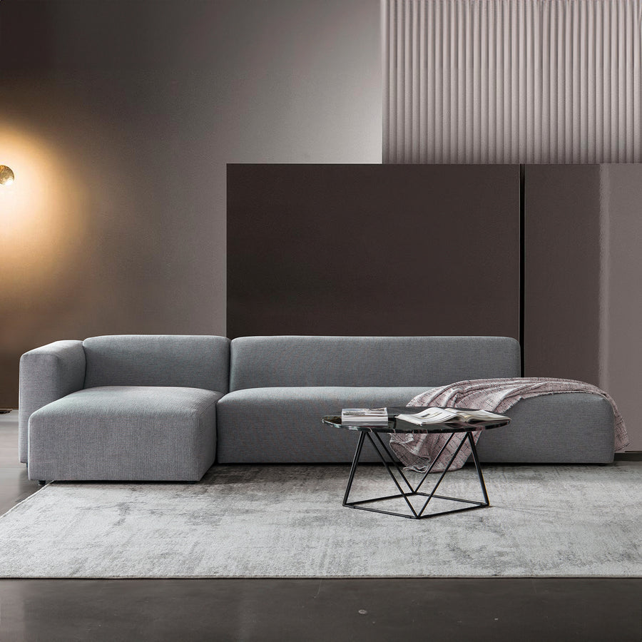 Minimalist mixed weave fabric l shape sectional sofa pavilion 3+l primary product view.