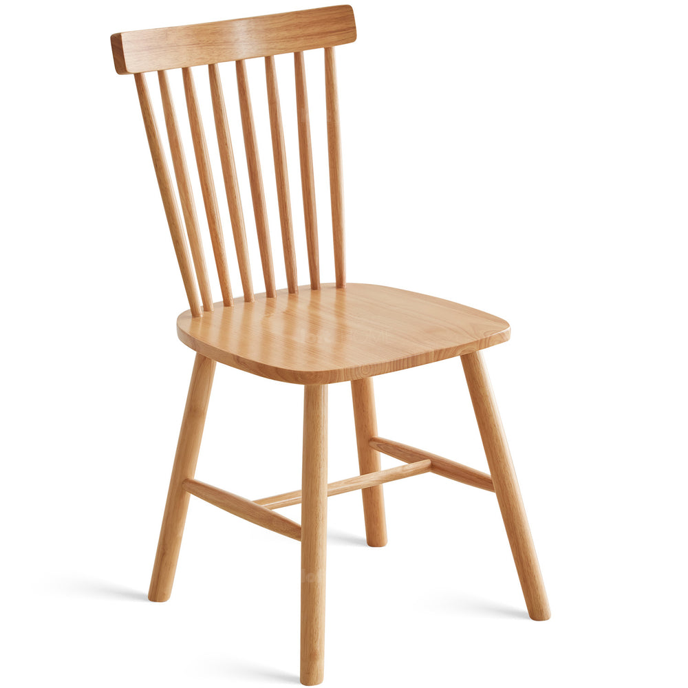 Scandinavian rubber wood dining chair windsor in white background.