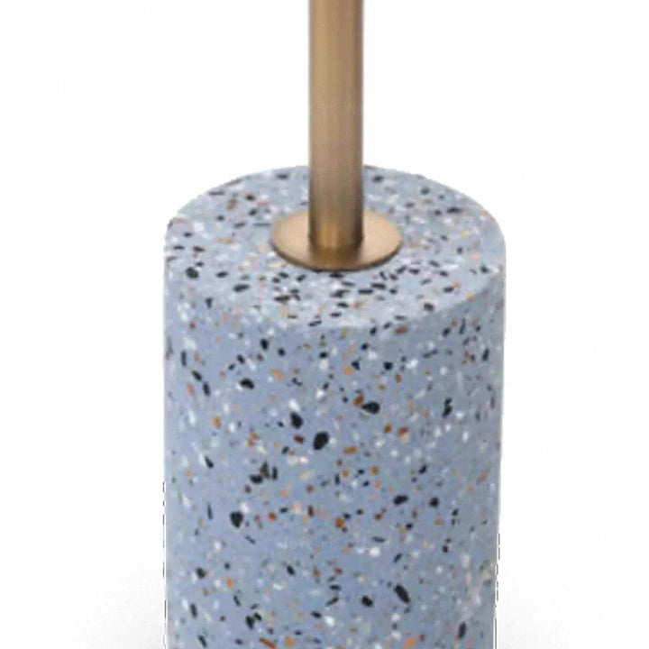 Modern terrazzo side table onyx in panoramic view.