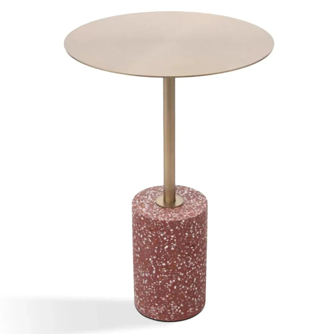 Modern terrazzo side table onyx in still life.