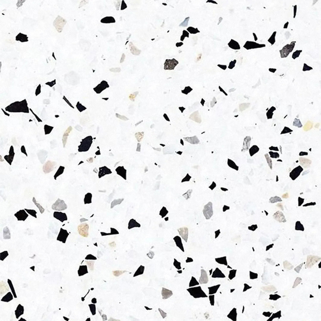Modern terrazzo side table onyx with context.