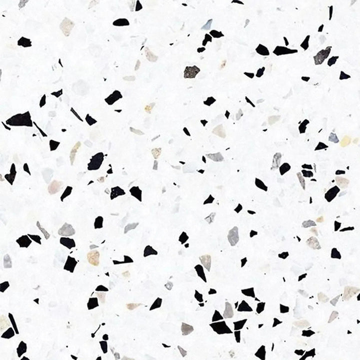 Modern terrazzo side table onyx with context.