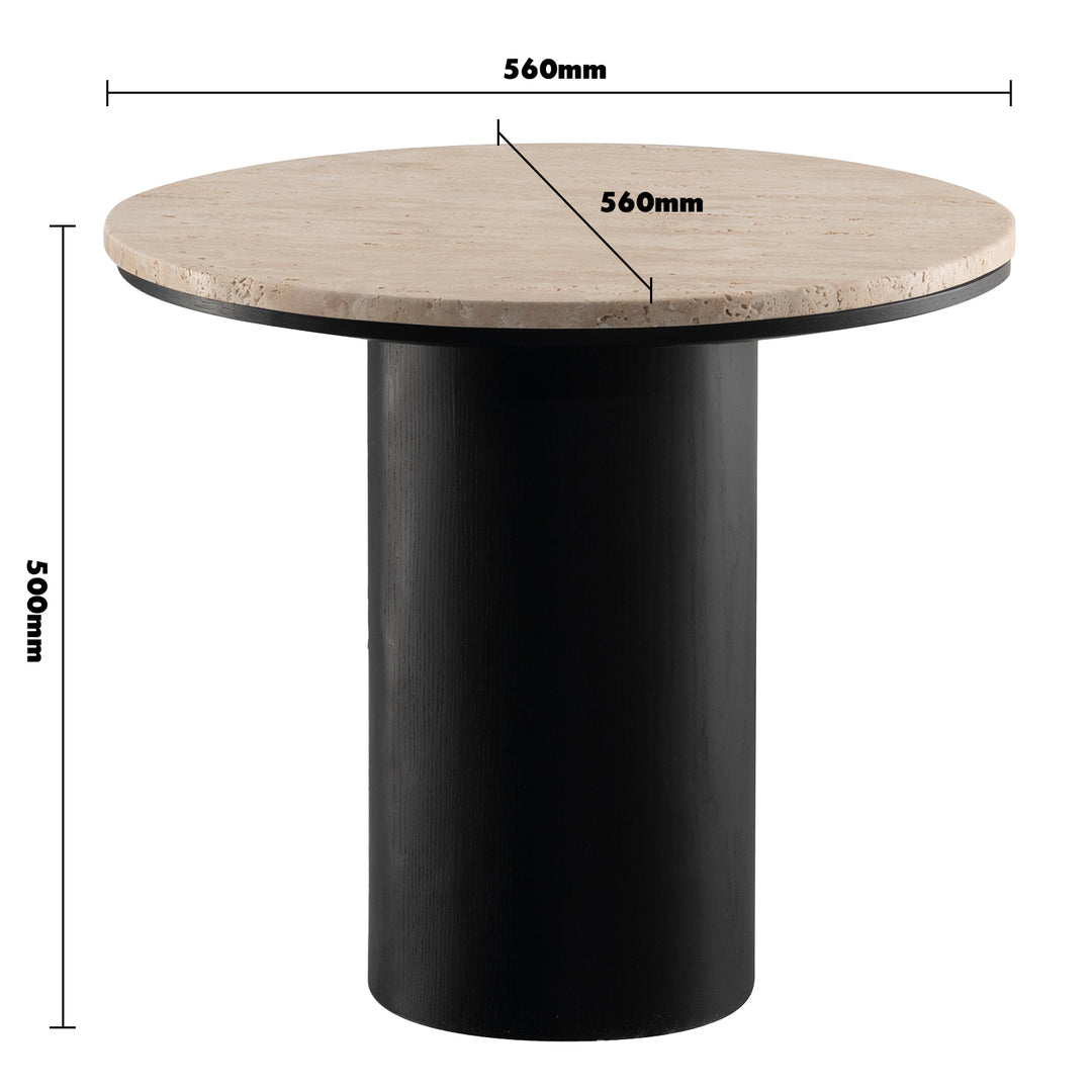 Japandi travertine stone side table muckety size charts.