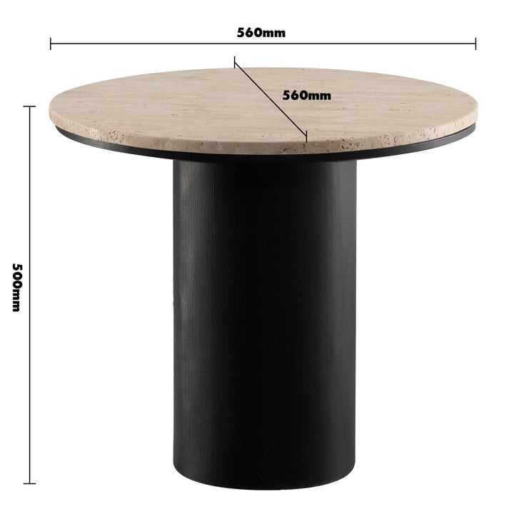 Japandi travertine stone side table muckety size charts.