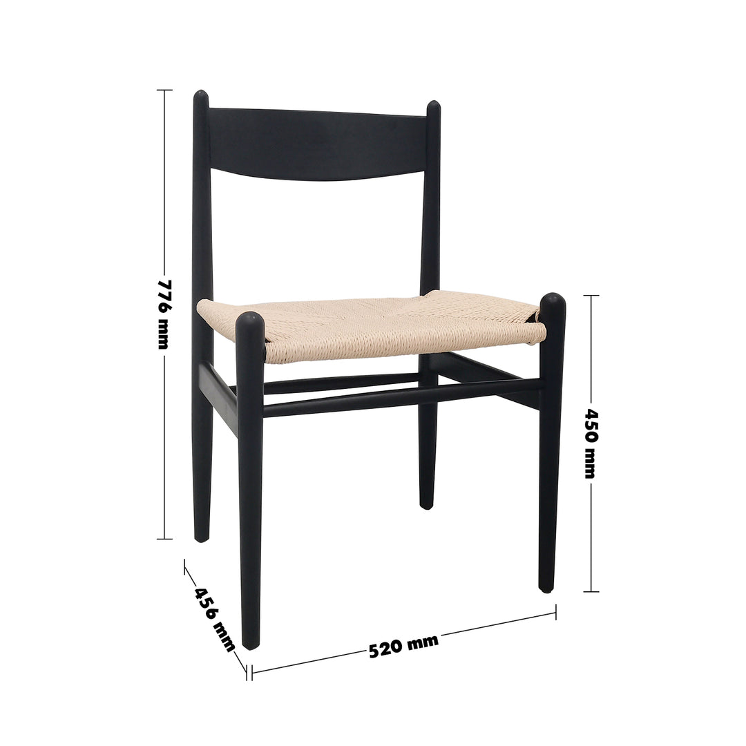 Scandinavian Wood Dining Chair DUNE Size Chart