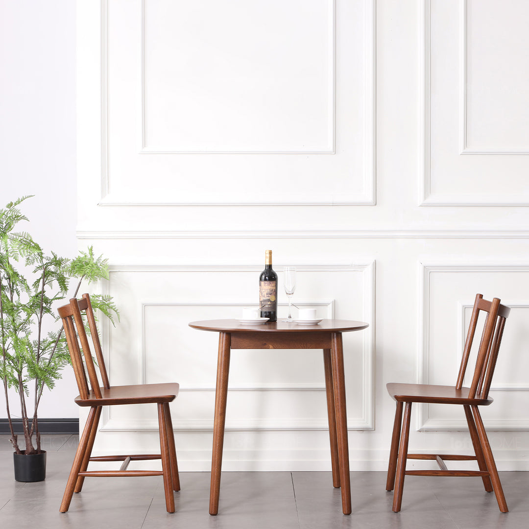 Scandinavian wood dining chair 2pcs set noble in still life.