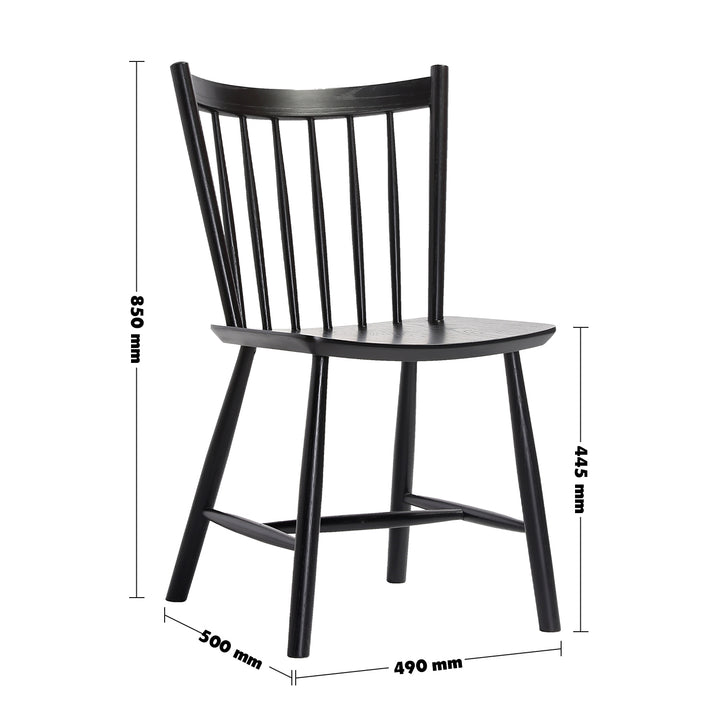 Scandinavian Wood Dining Chair NOBLE Size Chart