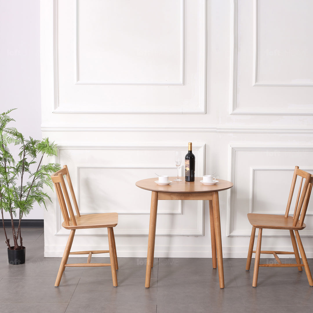 Scandinavian wood dining chair 2pcs set noble in close up details.