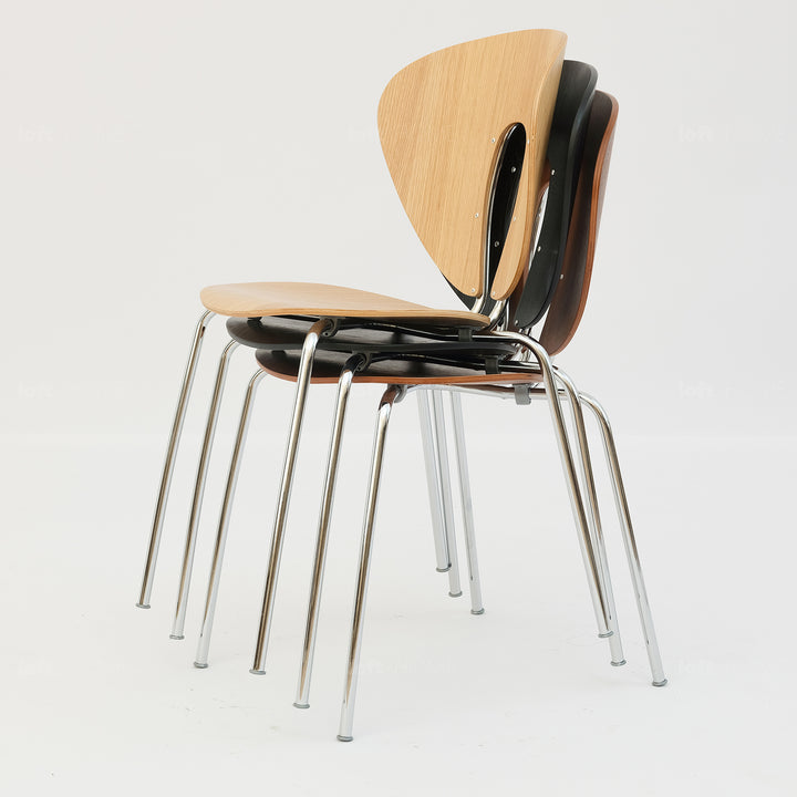 Scandinavian wood dining chair 2pcs set orbit in close up details.