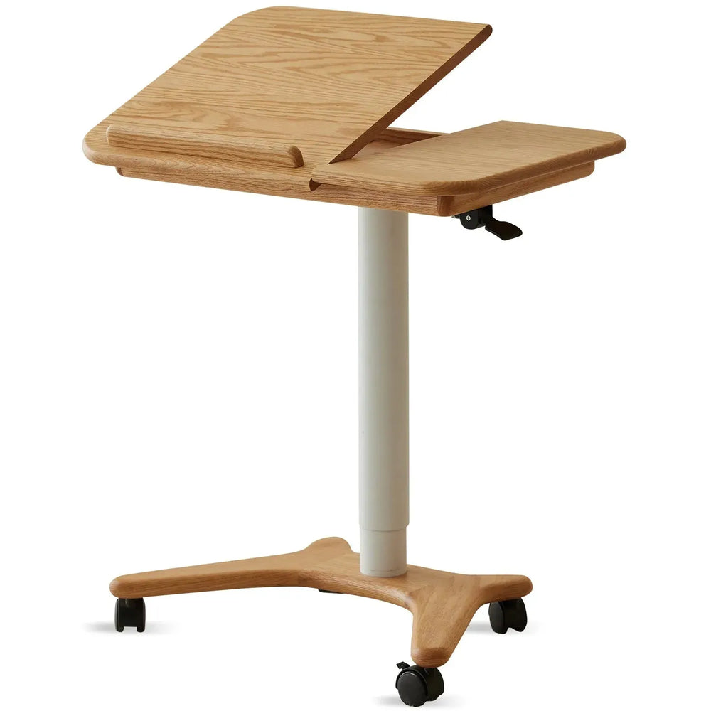 Scandinavian oak wood study table nova in white background.
