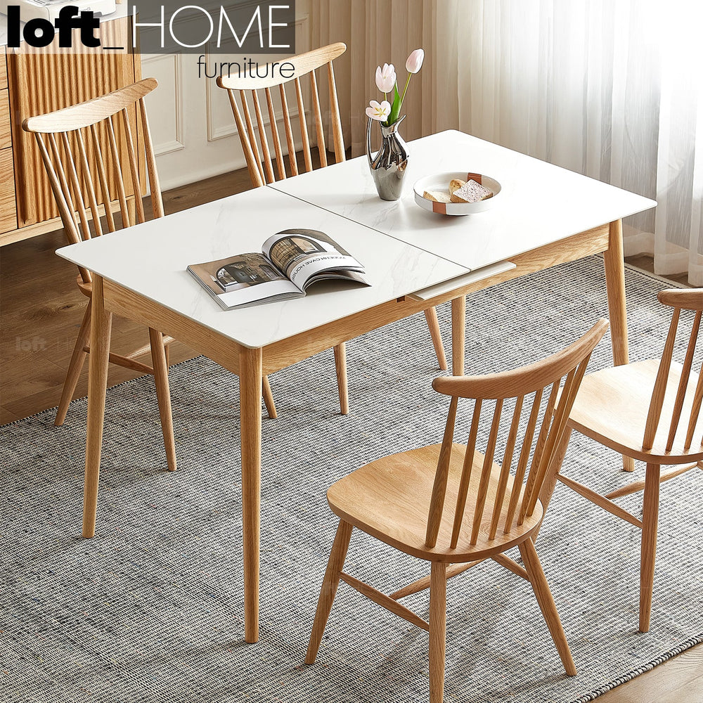 Scandinavian extendable sintered stone dining table graceful charm primary product view.