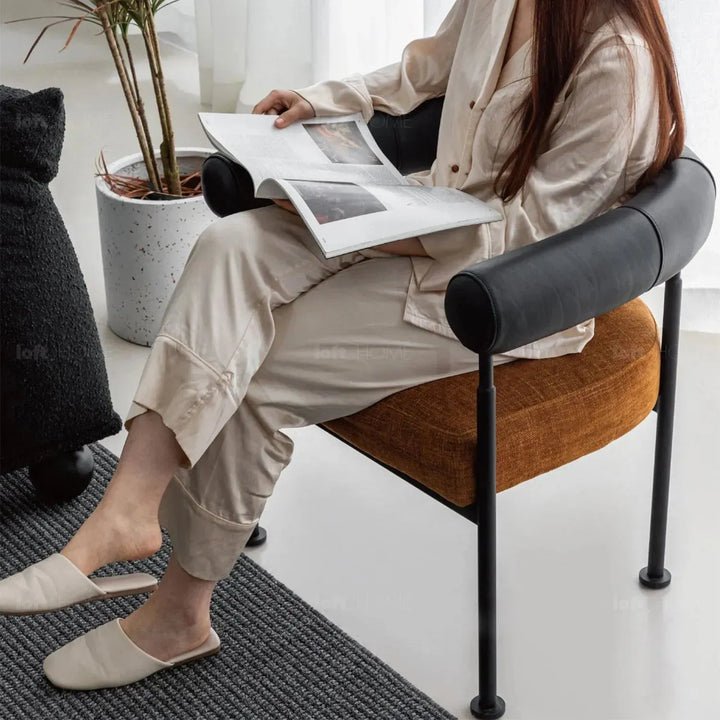 Industrial faux cashmere leather dining chair nost conceptual design.