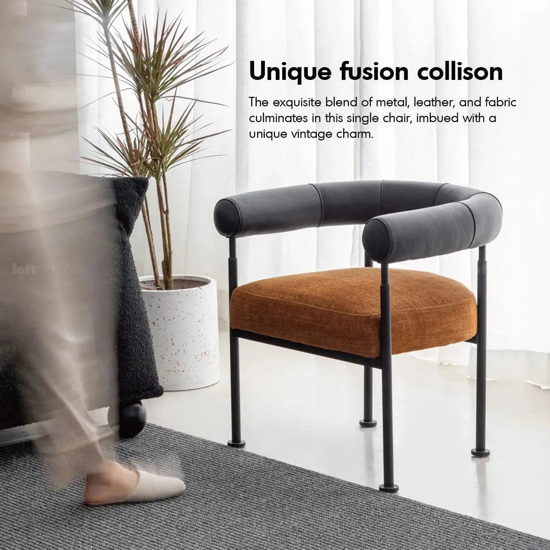 Industrial faux cashmere leather dining chair nost in details.