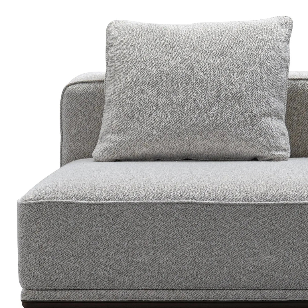 Minimalist mixed weave fabric modular corner 2 seater sofa eleganza material variants.