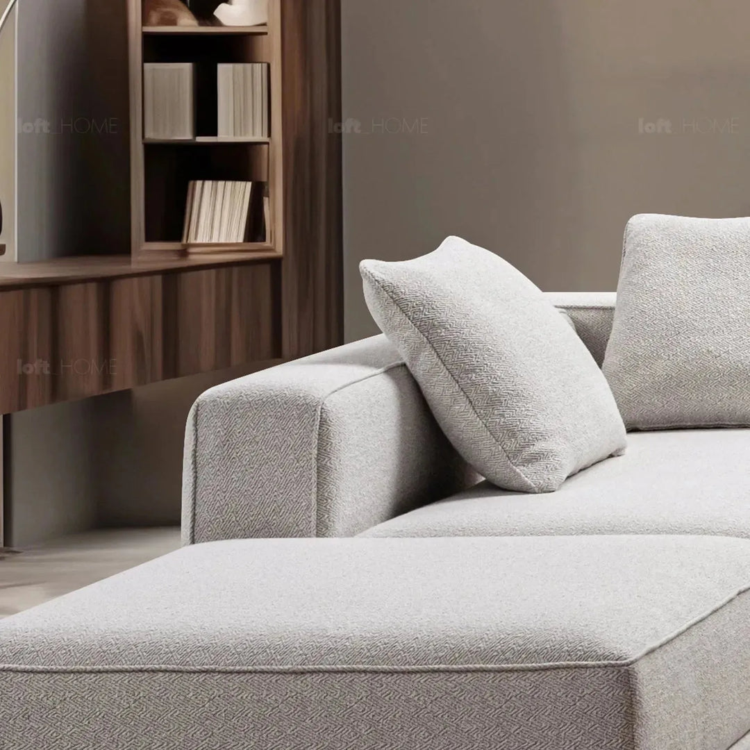 Minimalist mixed weave fabric modular corner 2 seater sofa eleganza with context.