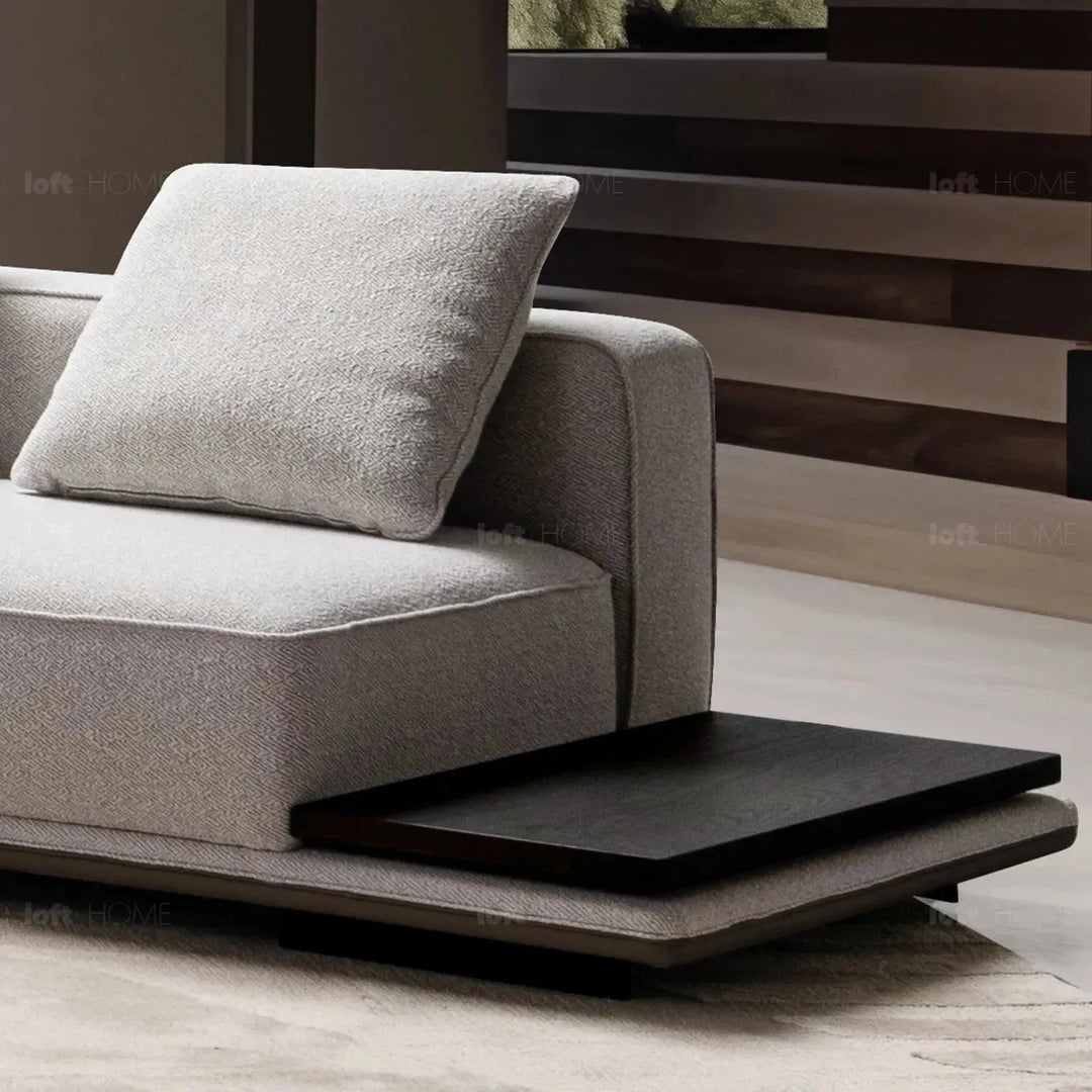 Minimalist mixed weave fabric modular l shape sectional sofa eleganza 1+l in close up details.
