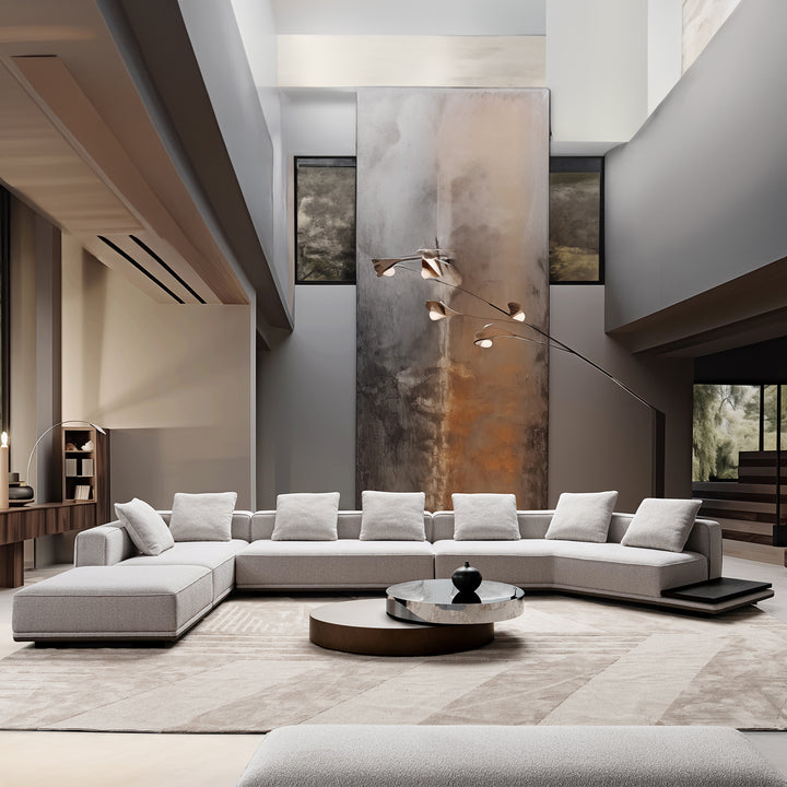 Minimalist mixed weave fabric modular l shape sectional sofa eleganza 3+l primary product view.