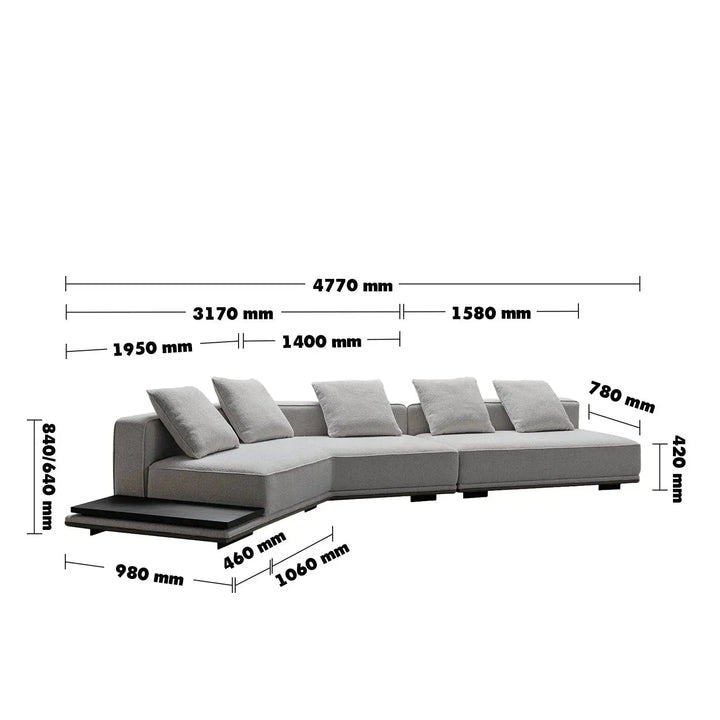 Minimalist mixed weave fabric modular l shape sectional sofa eleganza 3+l size charts.