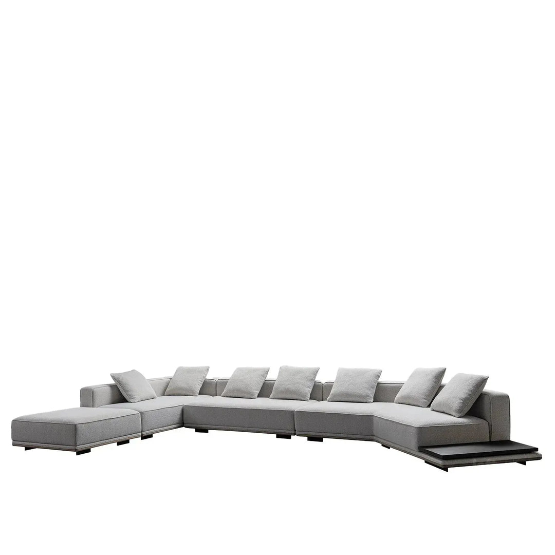 Minimalist mixed weave fabric modular l shape sectional sofa eleganza 7+l material variants.