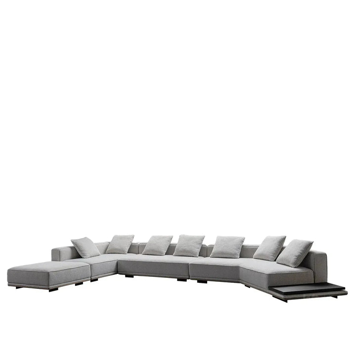 Minimalist mixed weave fabric modular l shape sectional sofa eleganza 7+l material variants.