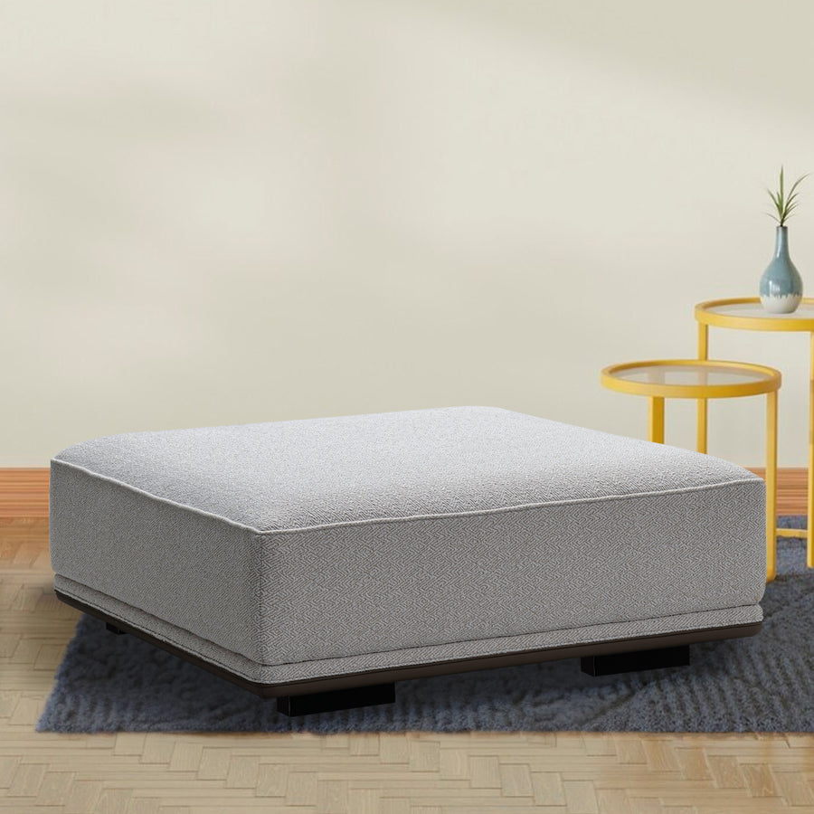 Minimalist mixed weave fabric modular ottoman eleganza primary product view.