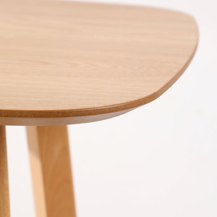 Scandinavian oak wood veneer round bar table orbit material variants.