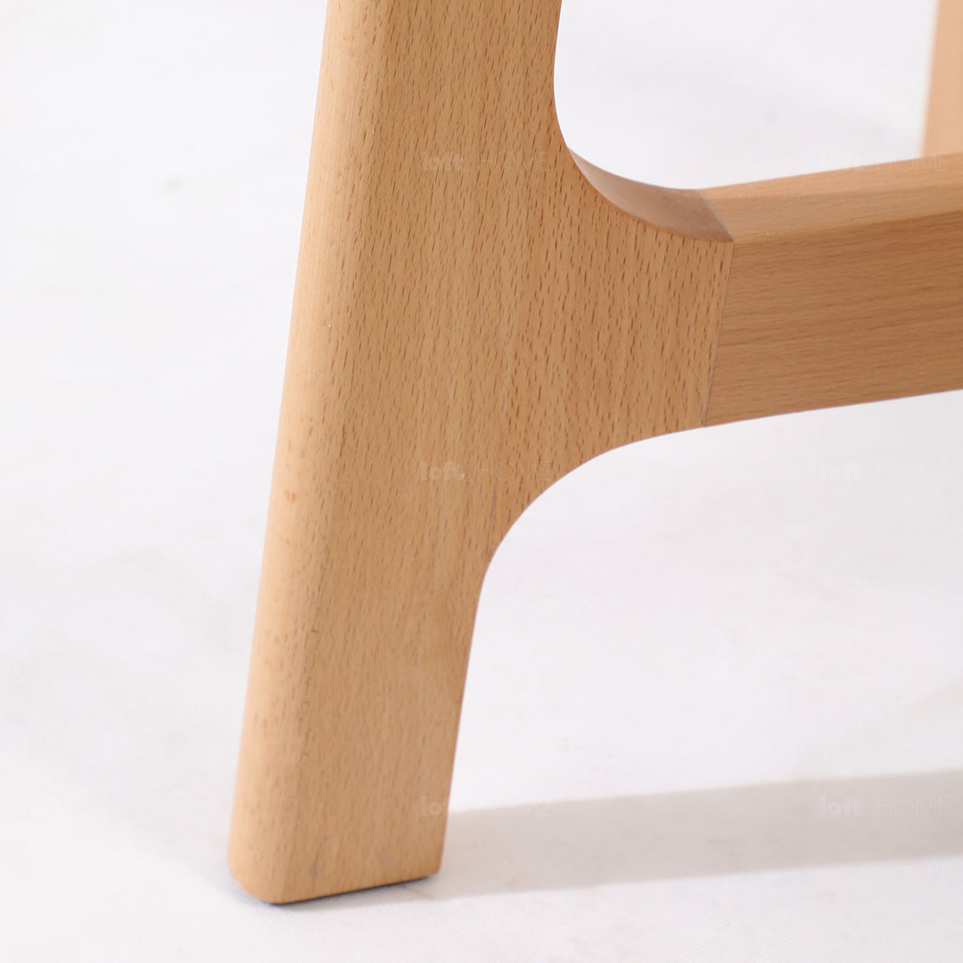 Scandinavian oak wood veneer round bar table orbit in real life style.