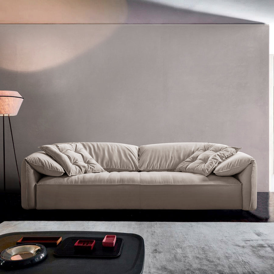 Contemporary suede fabric 3 seater sofa casablanca primary product view.