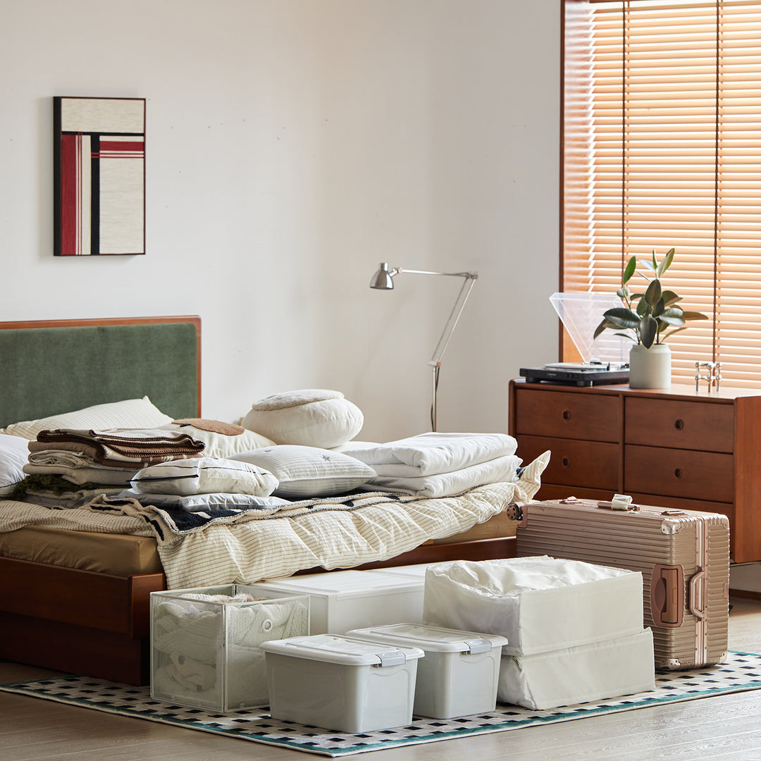 Vintage boxwood electric lift-up storage bed qisu layered structure.