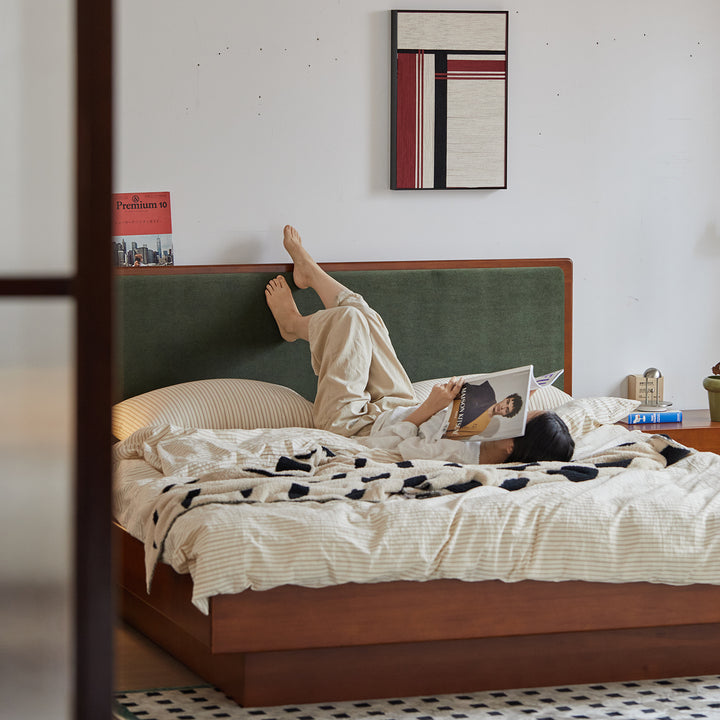 Vintage boxwood electric lift-up storage bed qisu with context.