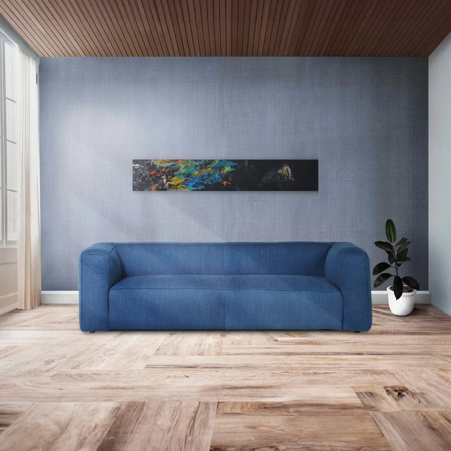 Minimalist canvas fabric 3 seater sofa finesse primary product view.