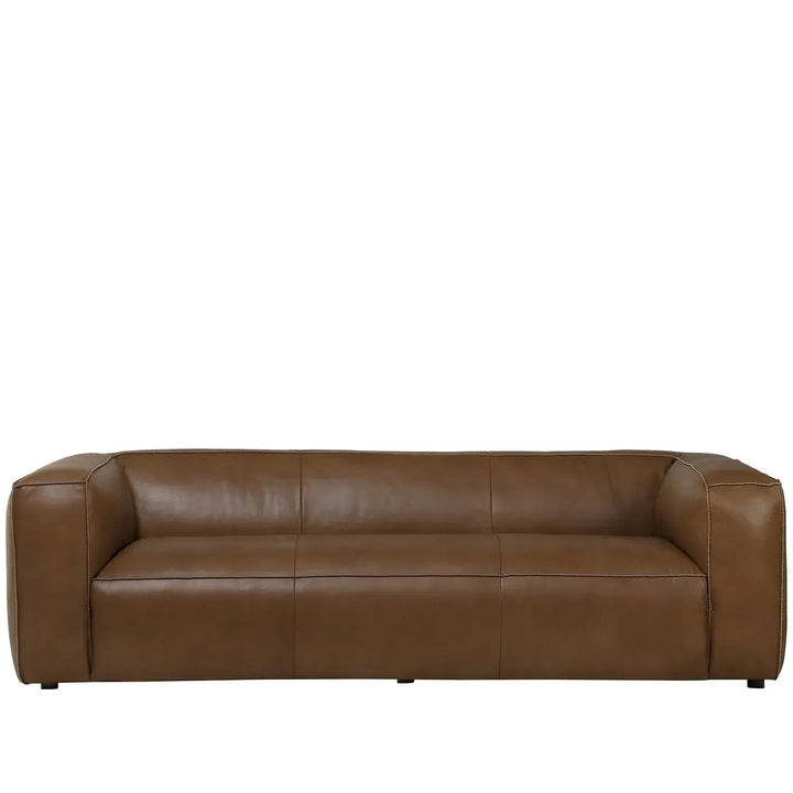 Minimalist genuine leather 3 seater sofa finesse leather in white background.
