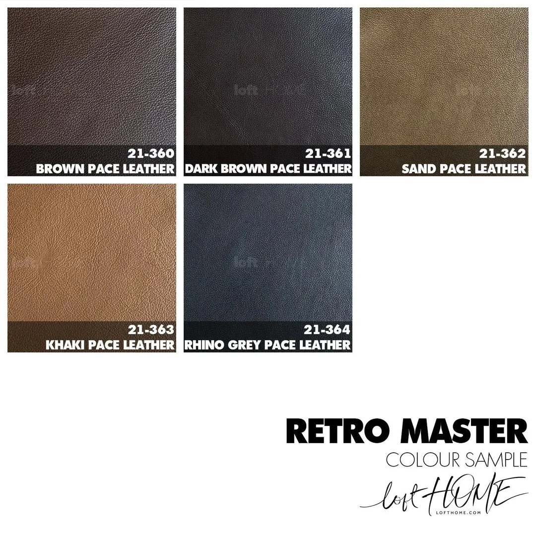 Minimalist genuine leather 3 seater sofa finesse leather color swatches.