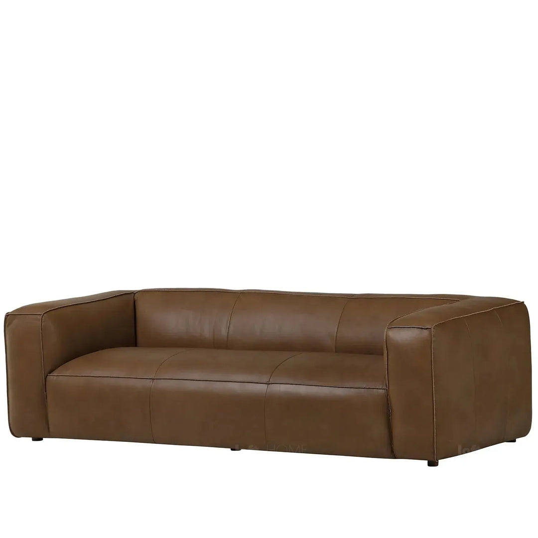 Minimalist genuine leather 3 seater sofa finesse leather with context.