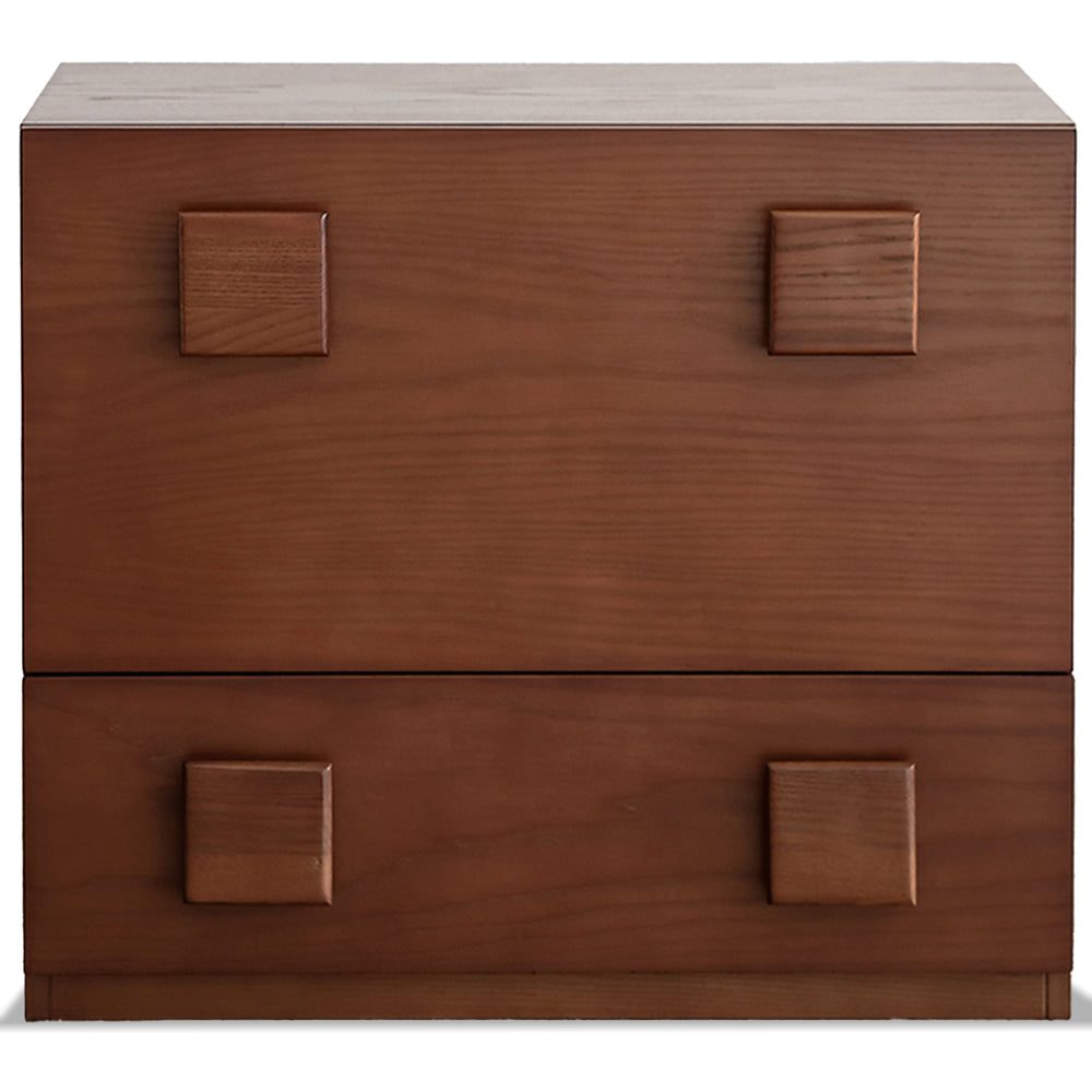 Vintage pine wood storage modular side table carmen quad in white background.